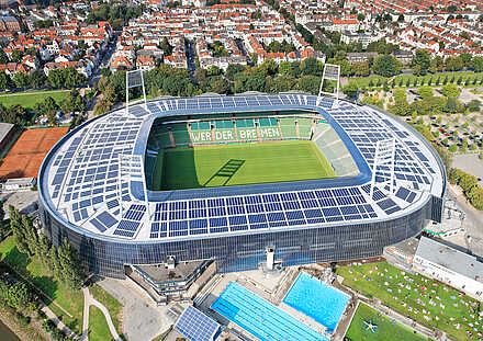 Blick auf das Weserstadion von oben - im Hintergrund befindet sich die östliche Vorstadt